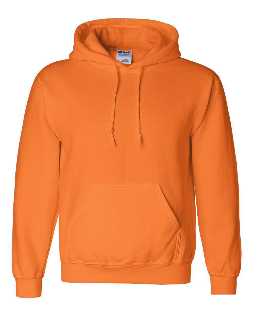 Front View of Safety Orange DryBlend® Hooded Sweatshirt - 12500
