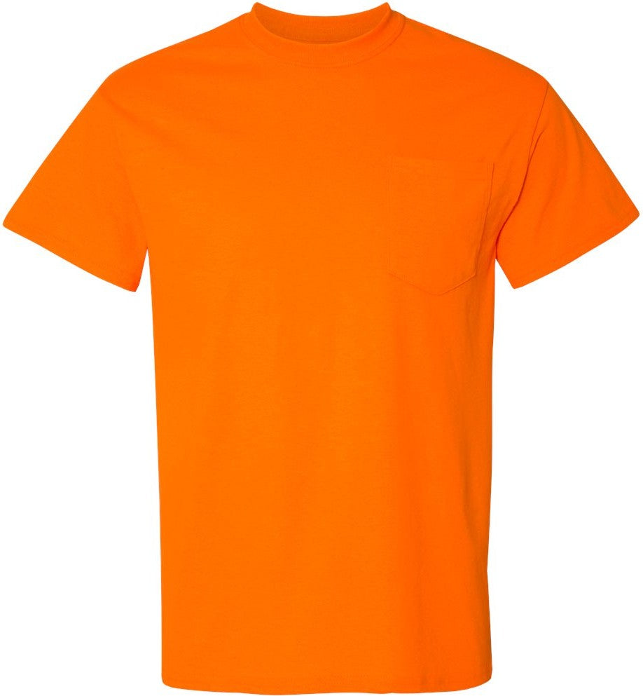 Front View of Safety Orange DryBlend® Pocket T-Shirt - 8300