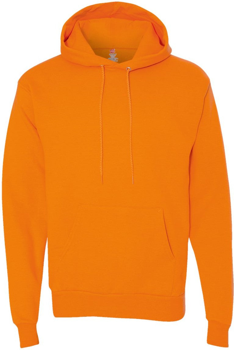 Front View of Safety Orange Ecosmart® Hooded Sweatshirt - P170