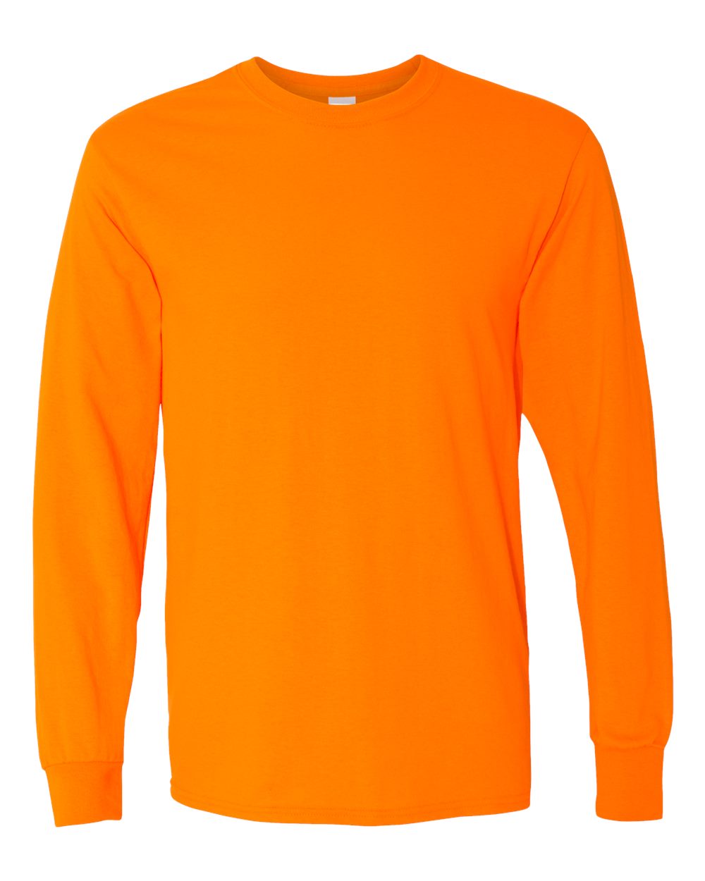 Front View of Safety Orange Heavy Cotton™ Long Sleeve T-Shirt - 5400