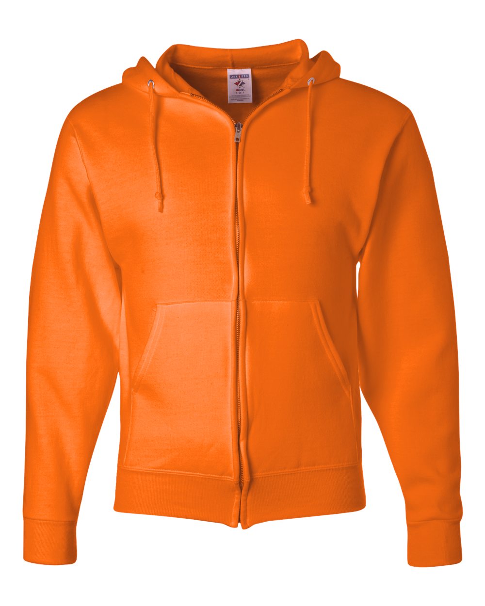Front View of Safety Orange NuBlend® Full-Zip Hooded Sweatshirt - 993MR