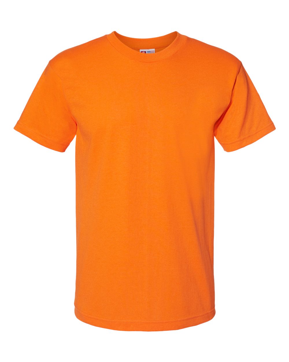 Front View of Safety Orange USA-Made 50/50 T-Shirt - 1701