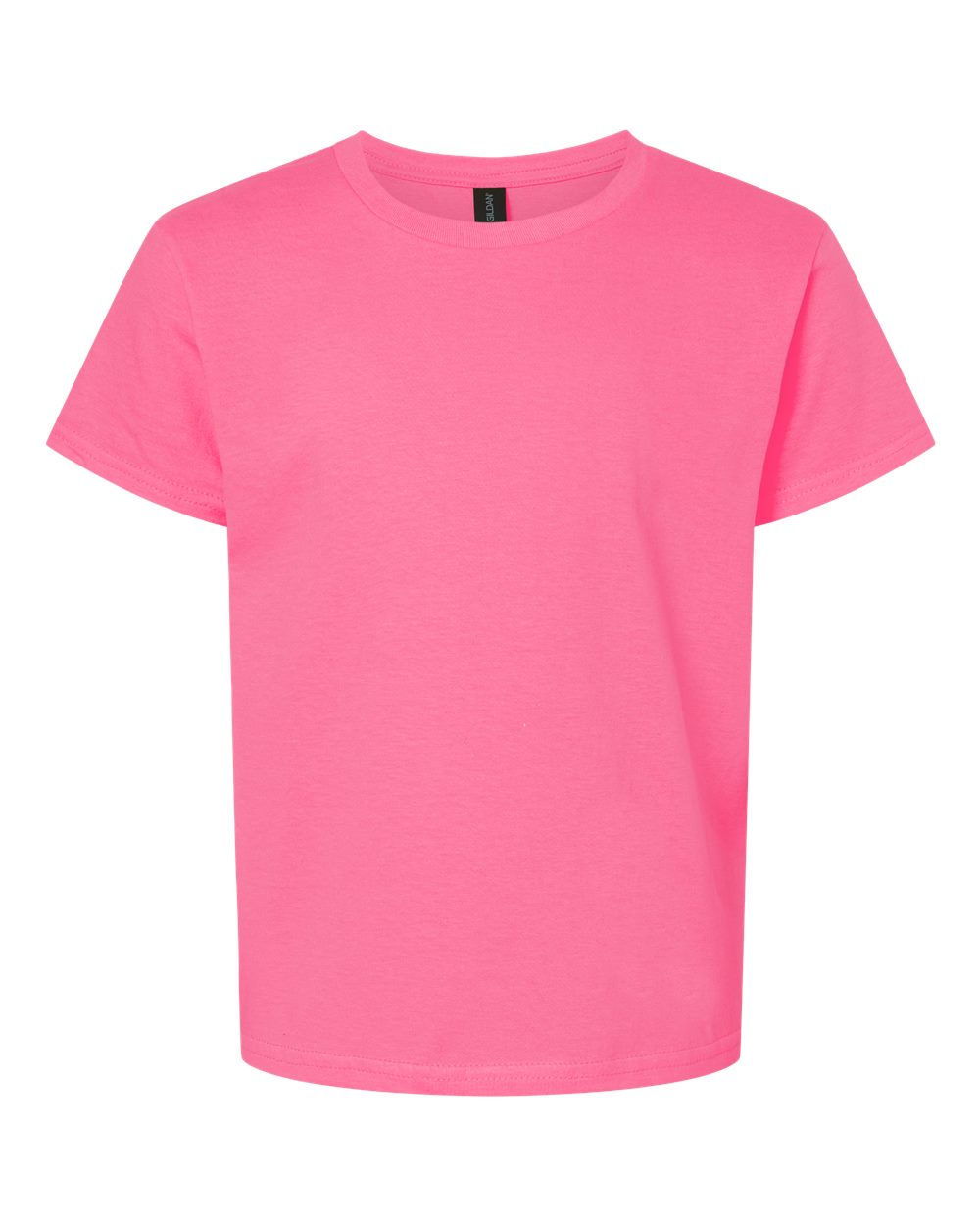 Front View of Safety Pink Light Cotton Youth T-Shirt - 3000B
