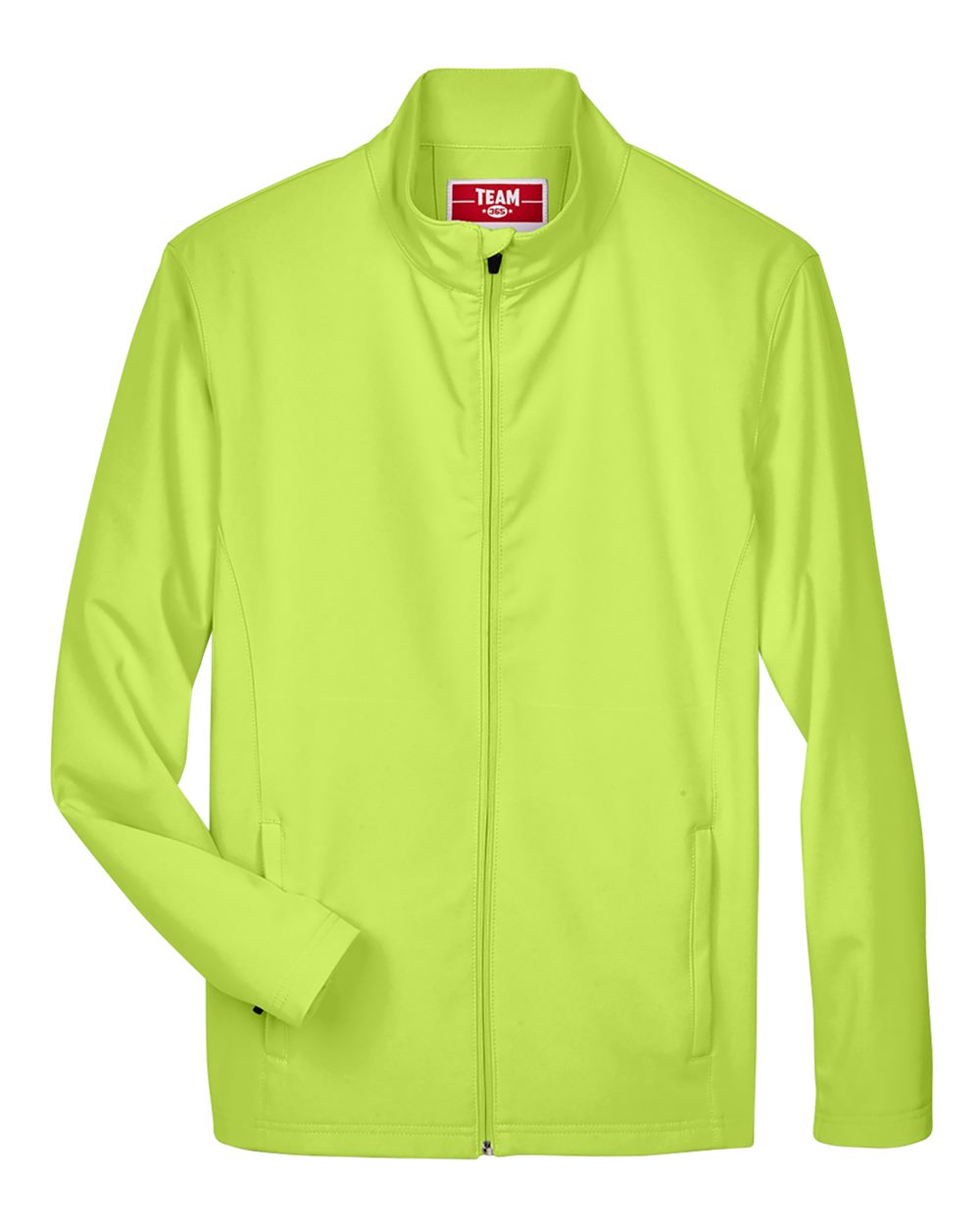 Front View of Safety Yellow Men's Leader Soft Shell Jacket - TT80
