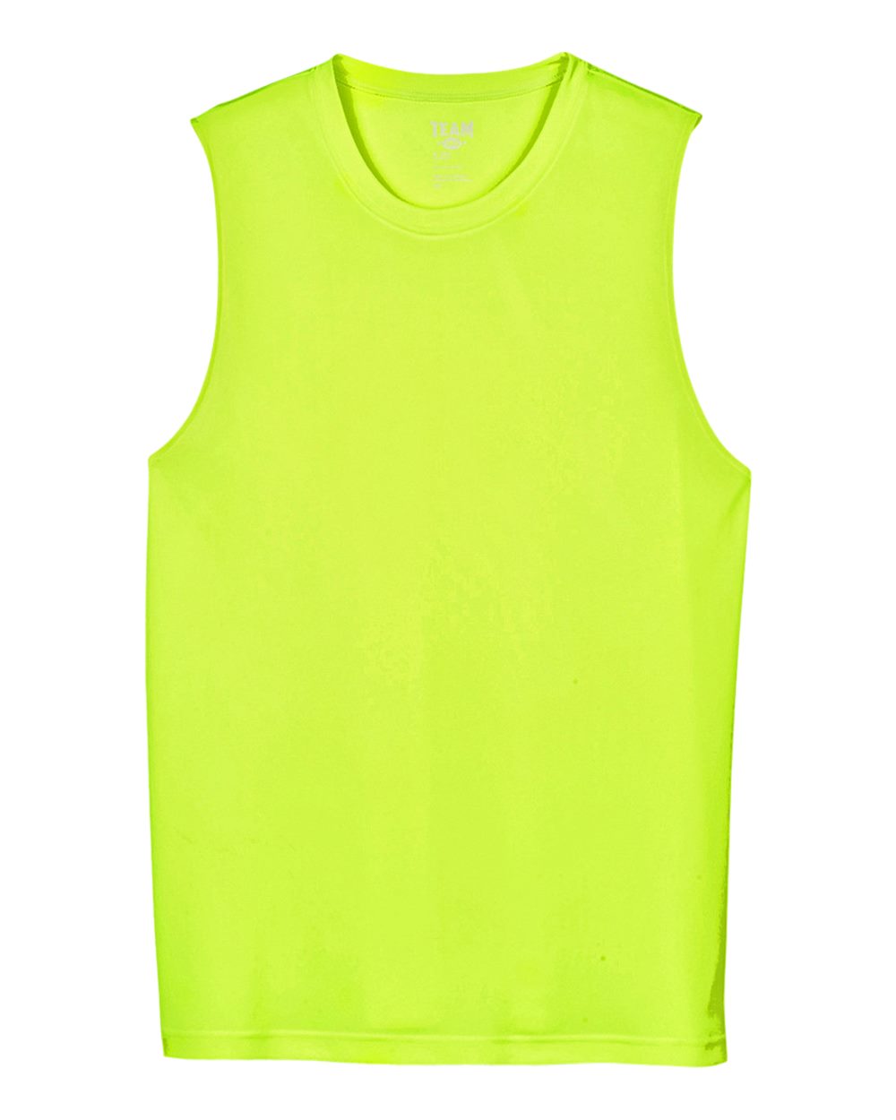 Front View of Safety Yellow Men's Zone Performance Muscle T-Shirt - TT11M