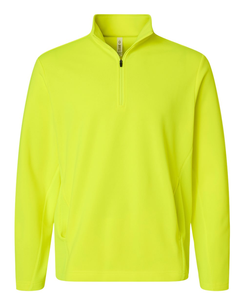 Front View of Safety Yellow Unisex Squad Cadet Quarter-Zip Tech Fleece Pullover - TT401