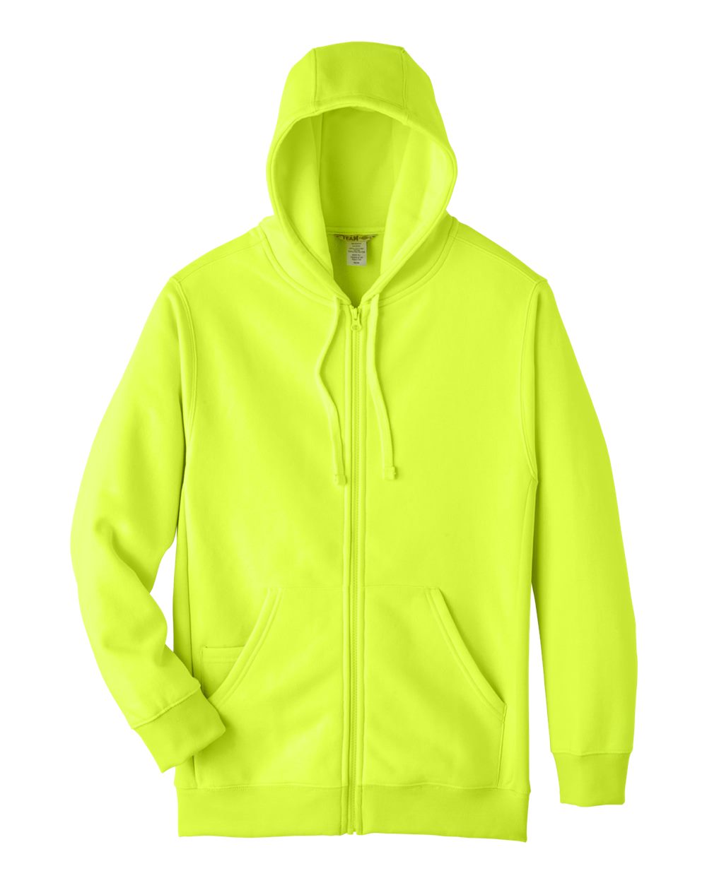 Front View of Safety Yellow Unisex Zone HydroSport™ Heavyweight Full-Zip Hooded Sweatshirt - TT95
