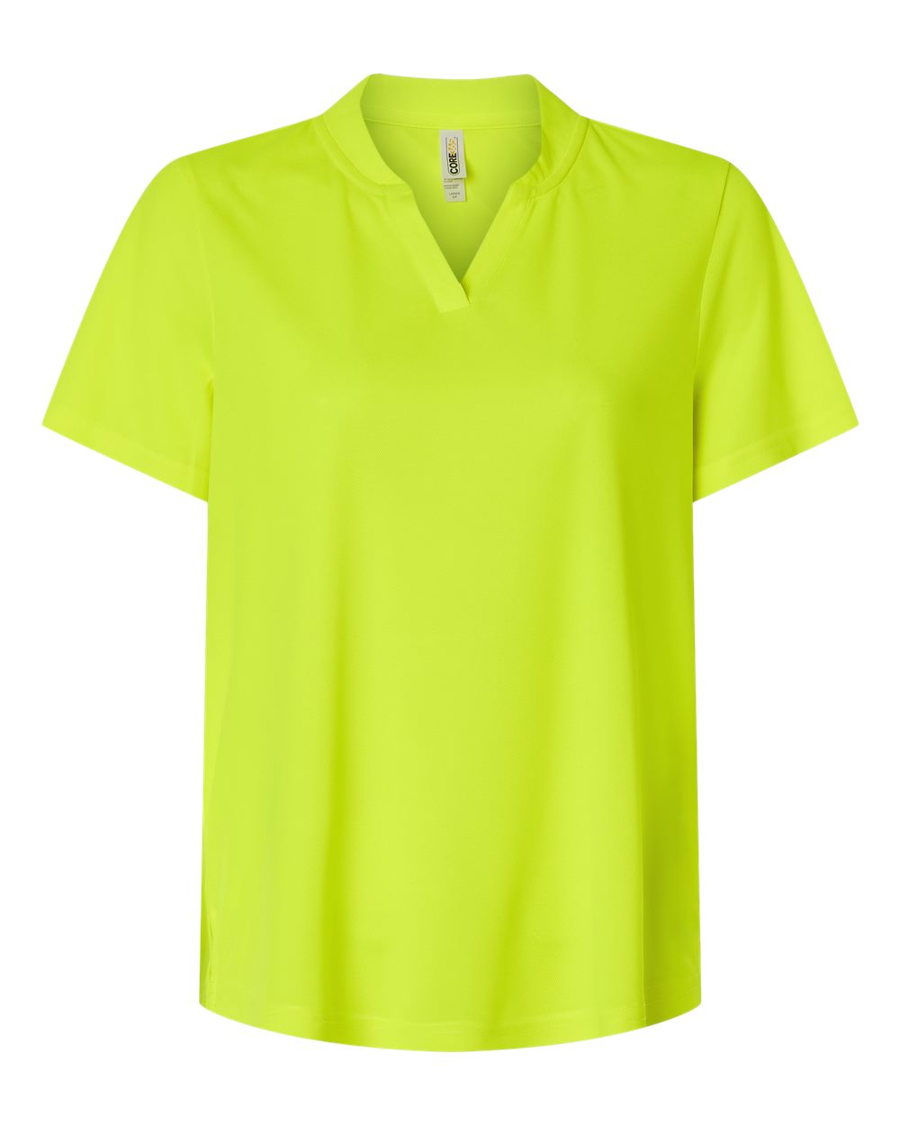 Front View of Safety Yellow Women's Nova Performance Pique Polo - CE108W