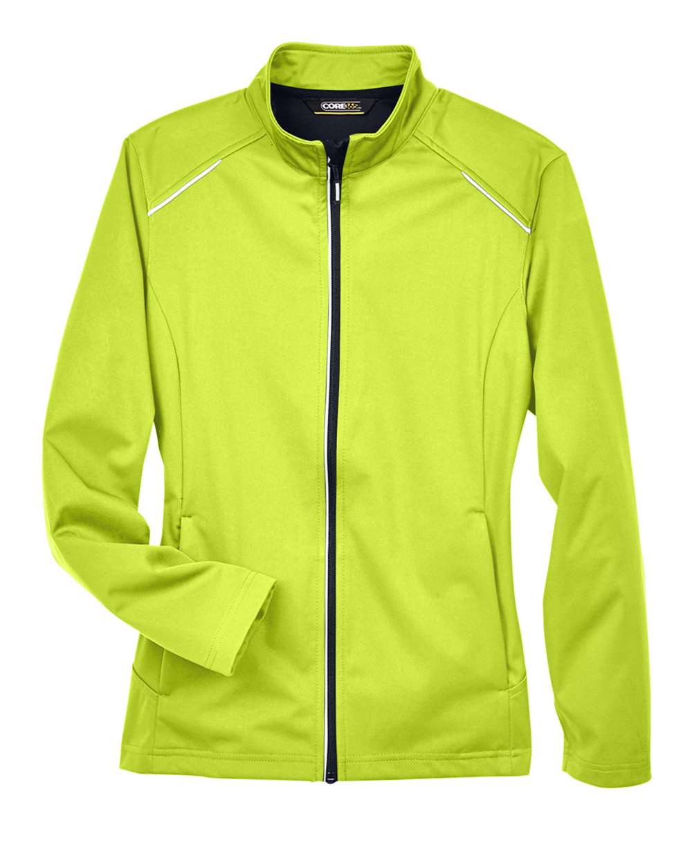 Front View of Safety Yellow Women's Techno Lite Three-Layer Knit Tech-Shell - CE708W