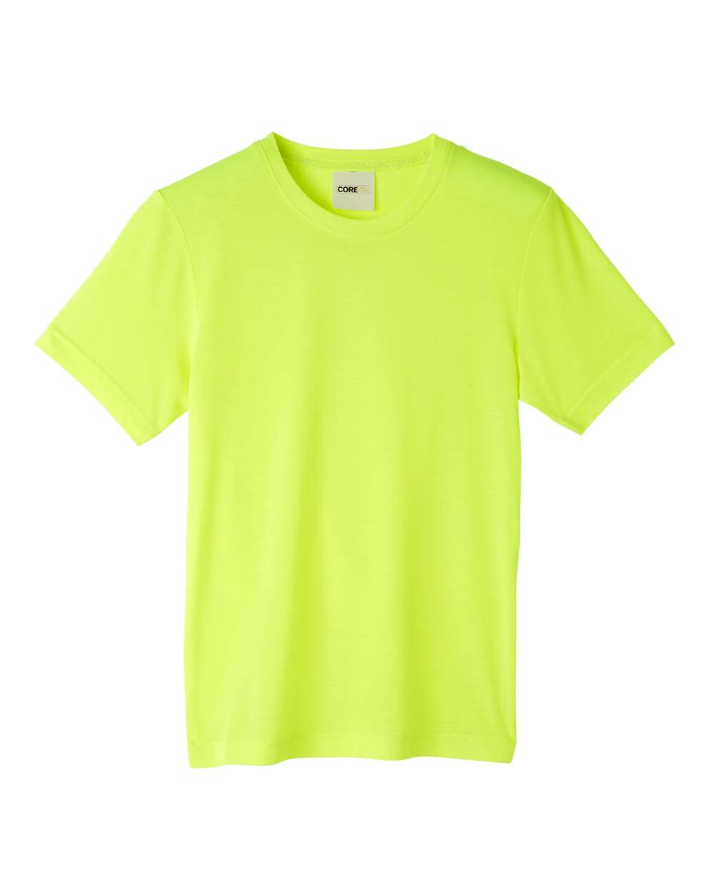 Front View of Safety Yellow Youth Fusion ChromaSoft™ Performance T-Shirt - CE111Y