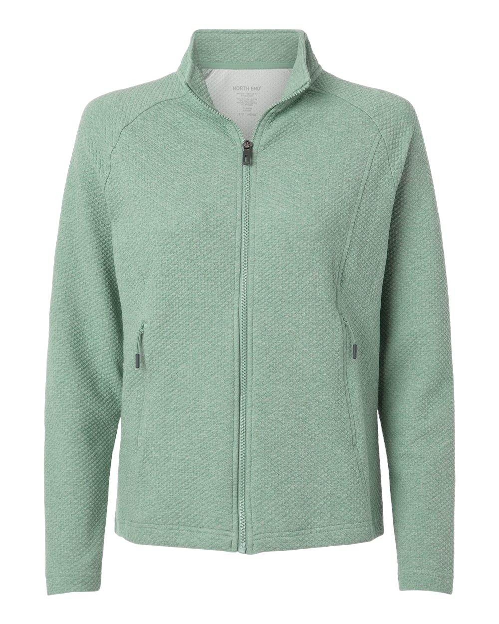 Front View of Sage Green Heather Women's Spirit Textured Full-Zip - NE727W