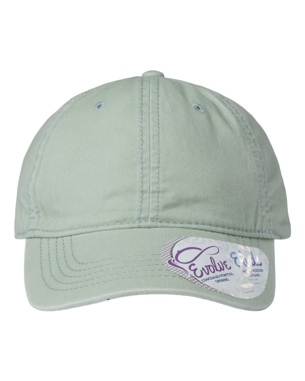 Front View of Sage/ Polka Dots Women's Pigment-Dyed with Fashion Undervisor Cap - CASSIE