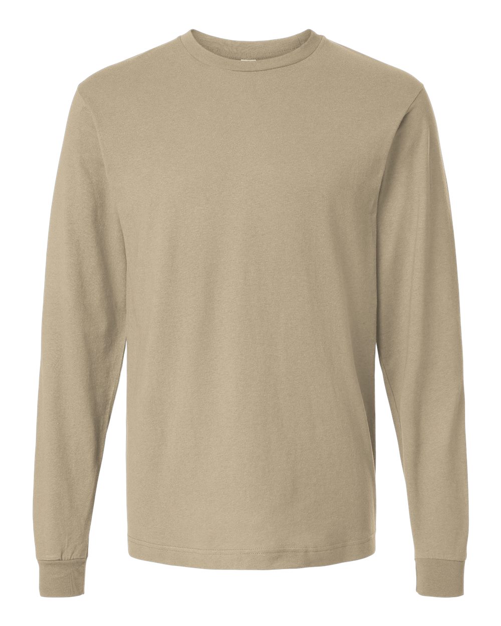 Front View of Sand Fine Jersey Long Sleeve T-Shirt - 202LS