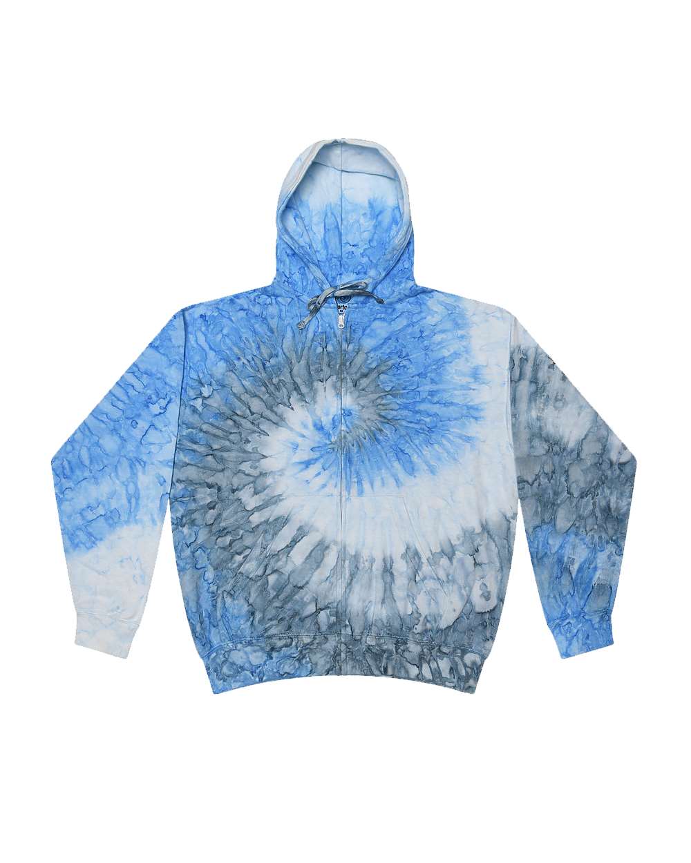 Front View of Santorini Tie-Dyed Full-Zip Hooded Sweatshirt - 8888
