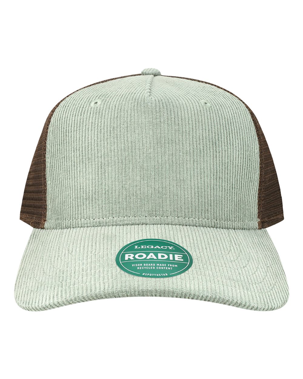 Front View of Sawgrass Corduroy/ Brown Five-Panel Trucker Cap - ROADIE