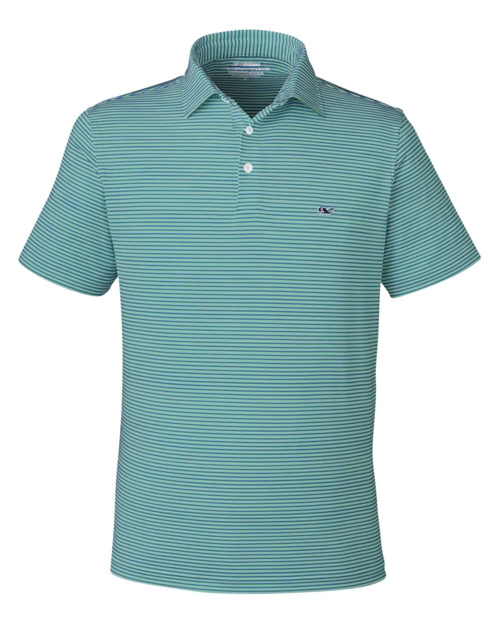 Front View of Sea Clay Green Bradley Stripe Sankaty Polo - G012426