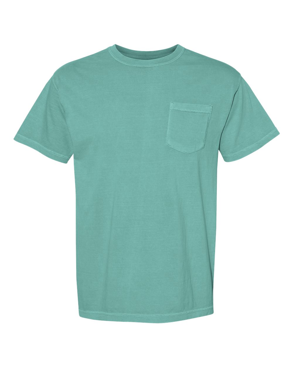 Front View of Seafoam Garment-Dyed Heavyweight Pocket T-Shirt - 6030