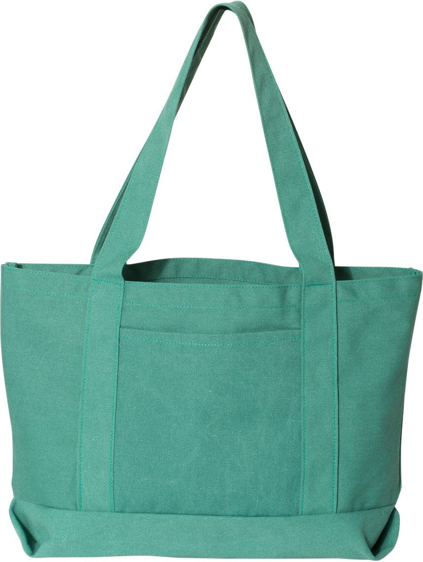 Front View of Seafoam Green Seaside Cotton Pigment Dyed Resort Tote - 8870