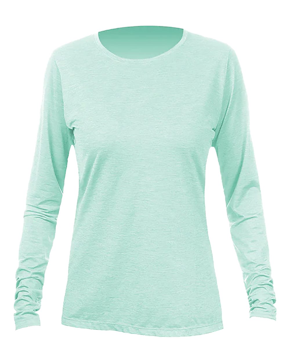 Front View of Seafoam Heathered Women's Breeze Tech Long Sleeve T-Shirt - WSBRZL0