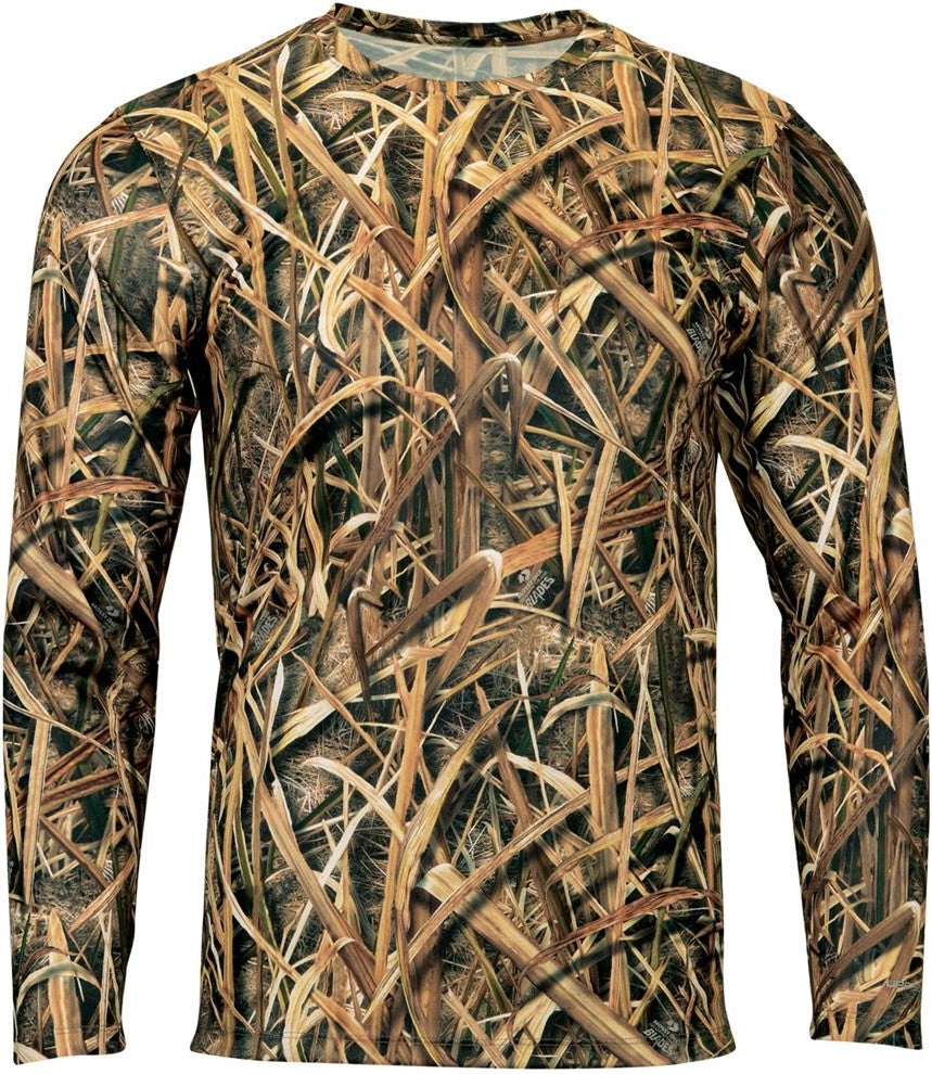 Shadow Grass Oxford Performance Camo Print Long Sleeve T-Shirt - 237