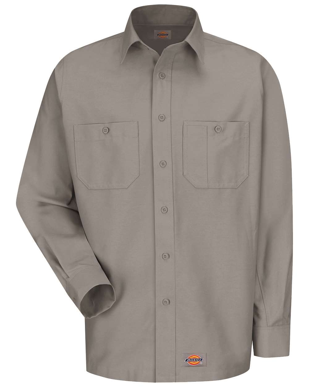Front View of Silver Grey Long Sleeve Work Shirt - WS10