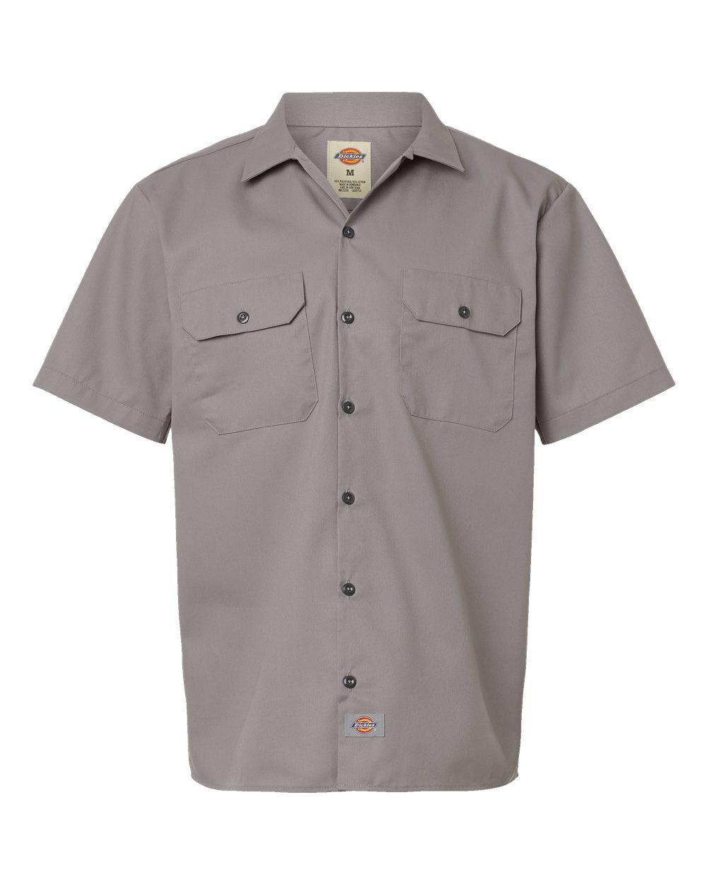 Front View of Silver Grey Short Sleeve Work Shirt - Tall Sizes - 2574T