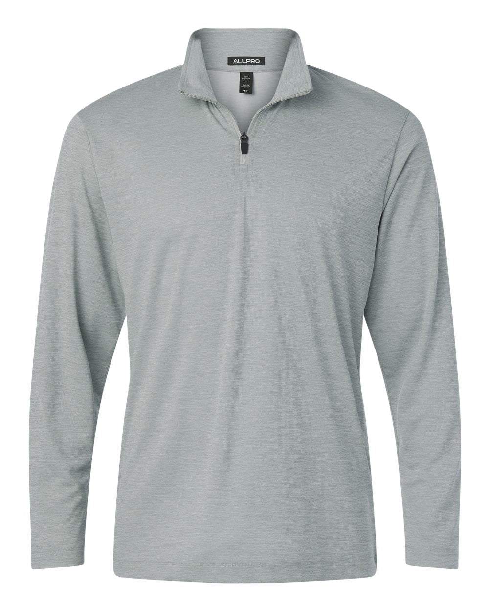 Front View of Silver Melange Performance Mélange Quarter-Zip Pullover - 4HM700