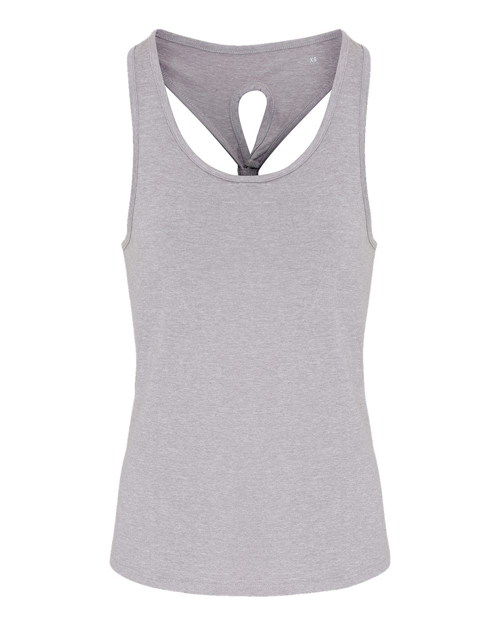 Front View of Silver Melange Women's Knot Back Venus Tank - TD042