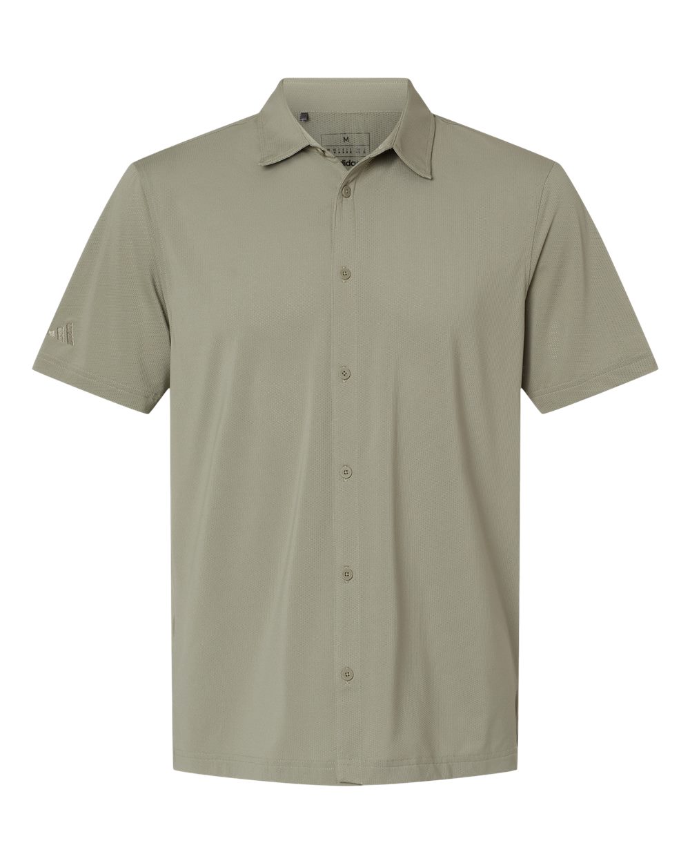Front View of Silver Pebble Button Down Short Sleeve Shirt - A595