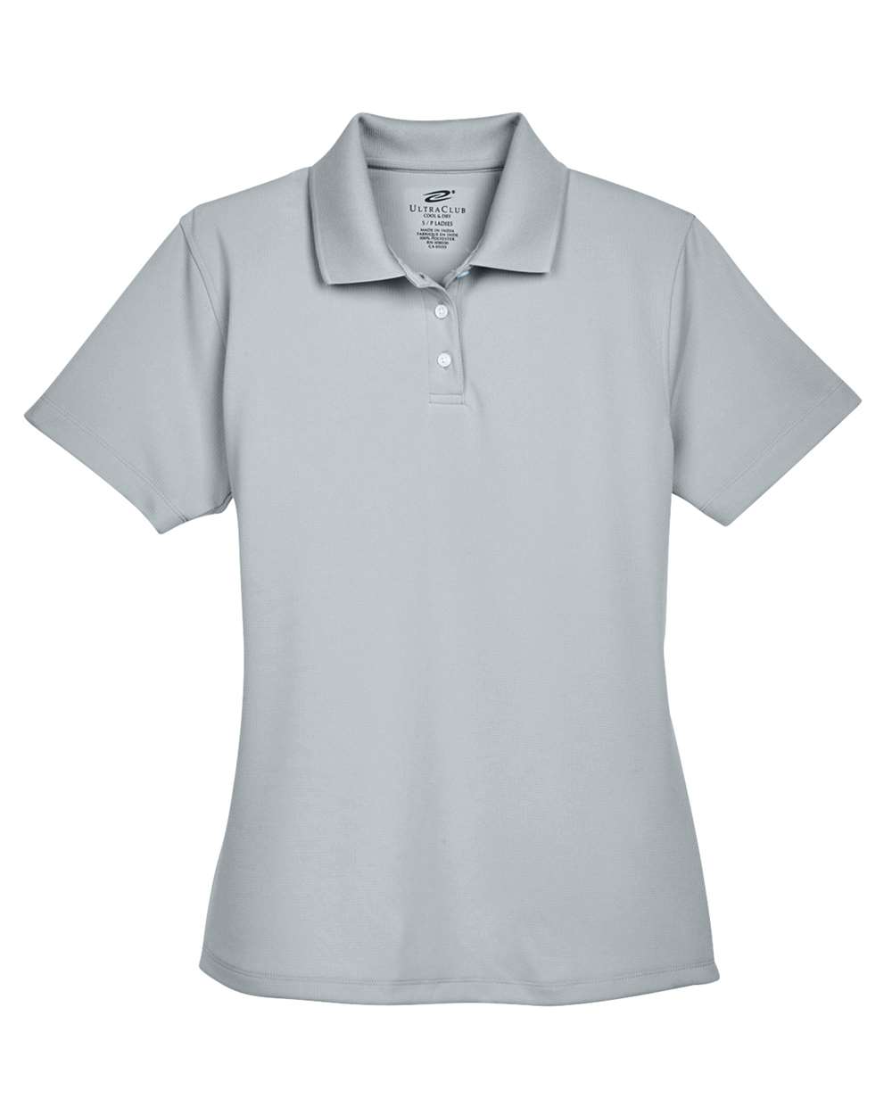 Front View of Silver Women's Cool & Dry Stain-Release Performance Polo - 8445L