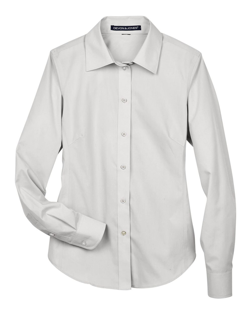 Front View of Silver Women's Crown Collection® Broadcloth Woven Dress Shirt - D620W