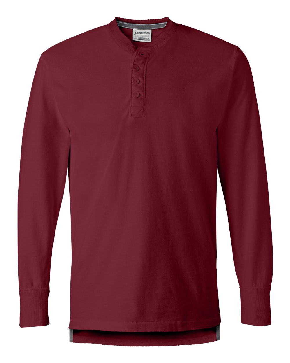 Front View of Simply Red Vintage Brushed Jersey Henley - 8244