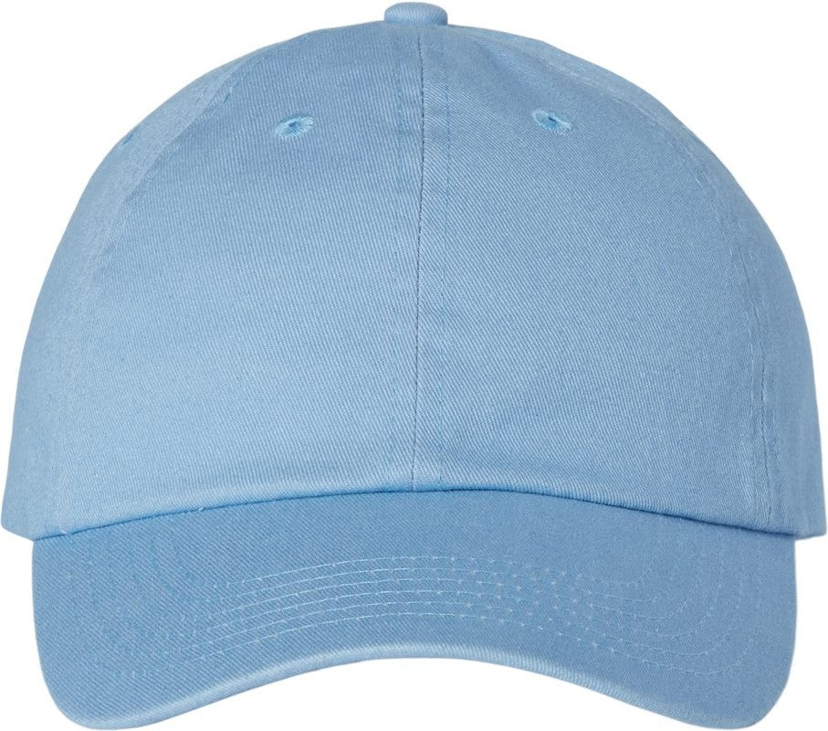 Front View of Sky Blue Bio-Washed Classic Dad Hat - VC300A