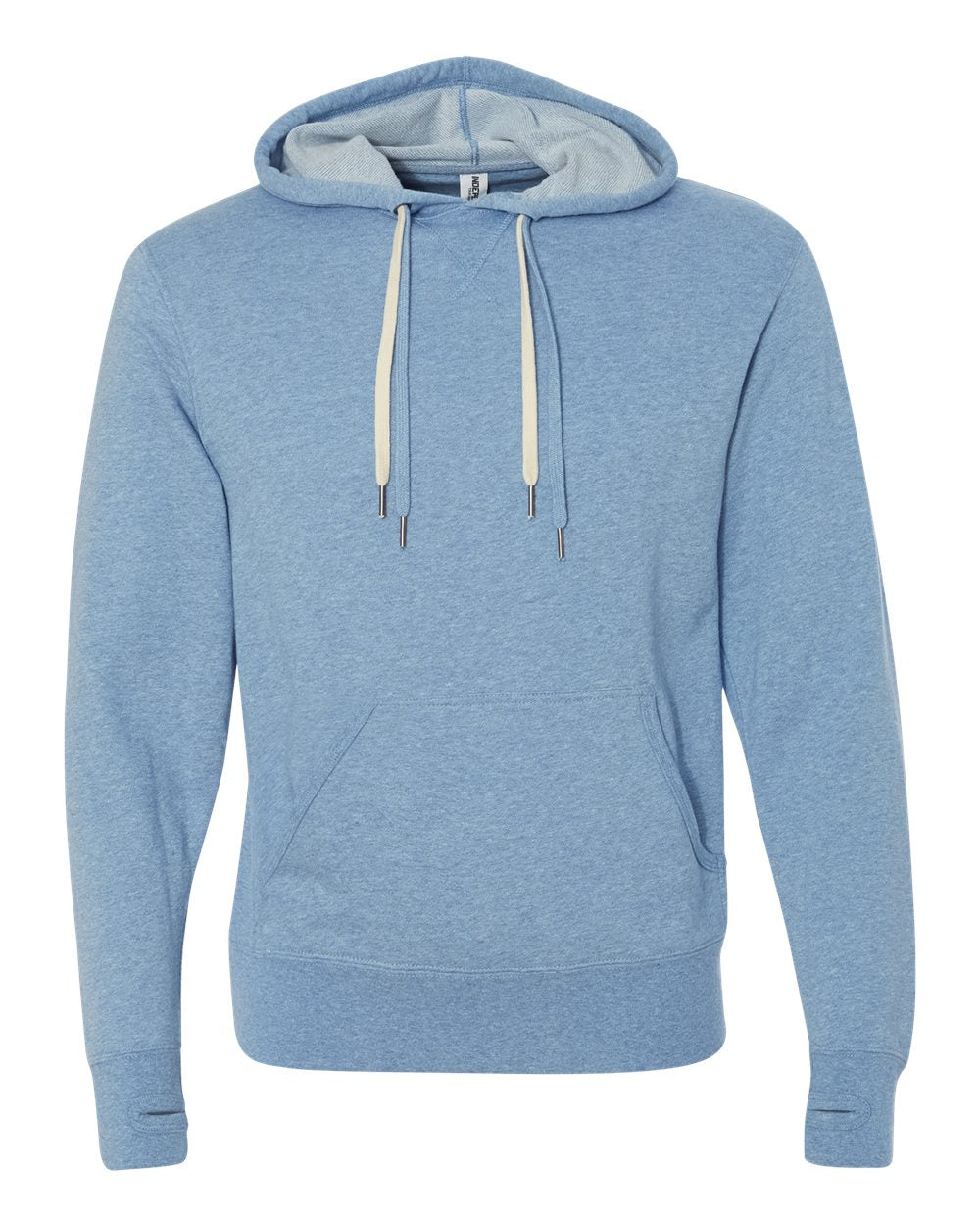 Front View of Sky Heather Midweight French Terry Hooded Sweatshirt - PRM90HT