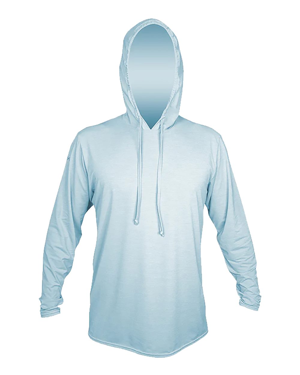 Front View of Sky Heathered Low Pro Tech Hooded Long Sleeve T-Shirt - MVLPRH8