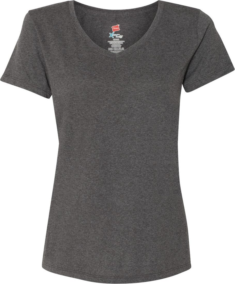 Front View of Slate Triblend Perfect-T Women’s Triblend V-Neck T-Shirt - 42VT