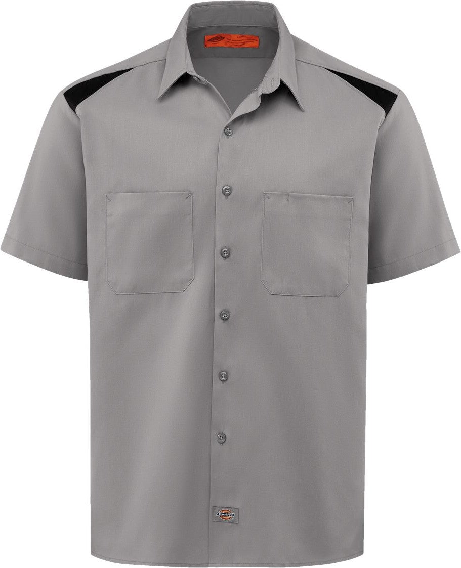 Front View of Smoke/ Black Short Sleeve Performance Team Shirt - Tall Sizes - 05T