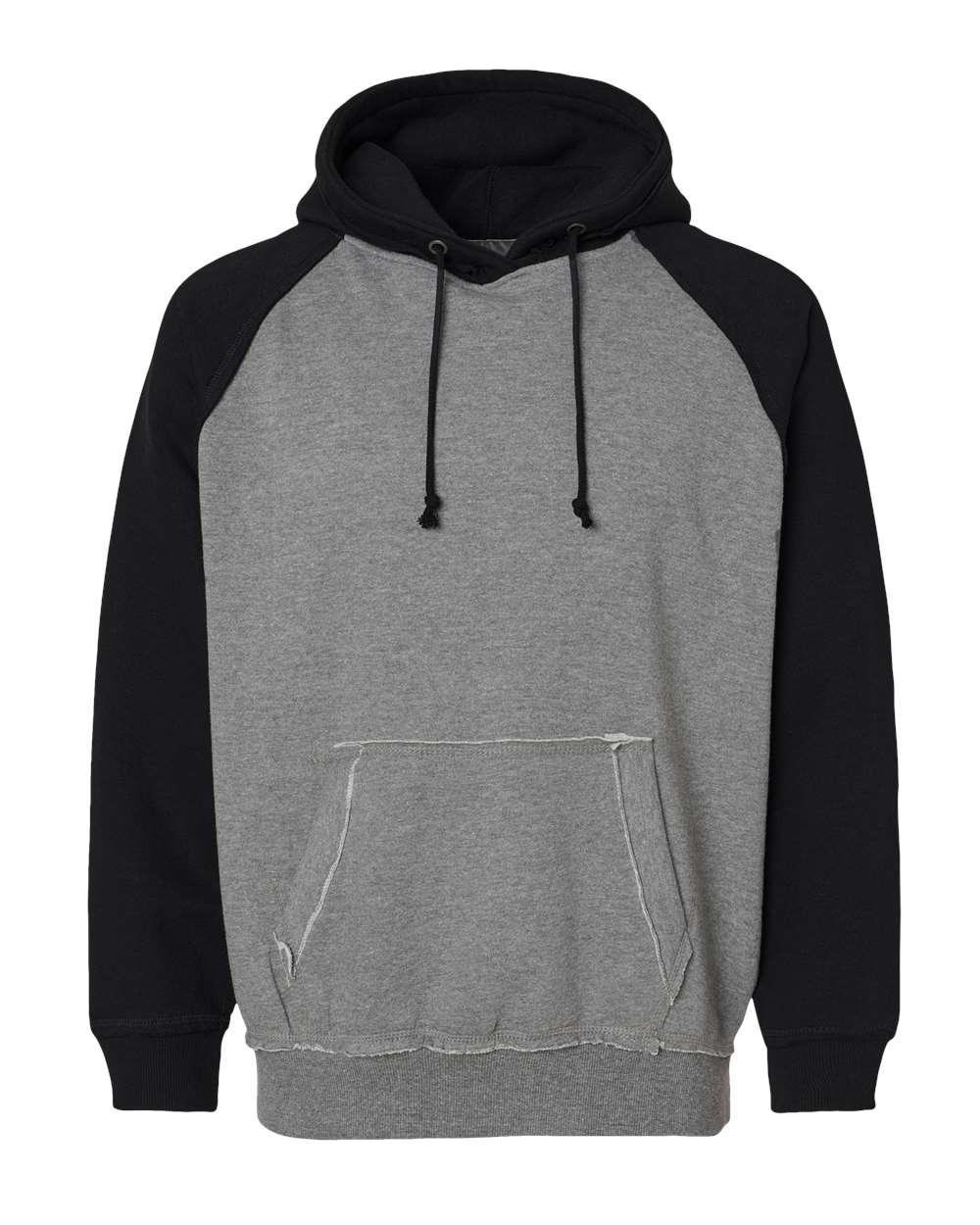 Front View of Smoke Heather/ Black Vintage Heather Hooded Sweatshirt - 8885