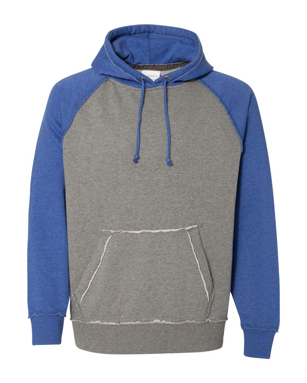 Front View of Smoke Heather/ Vintage Royal Heather Vintage Heather Hooded Sweatshirt - 8885