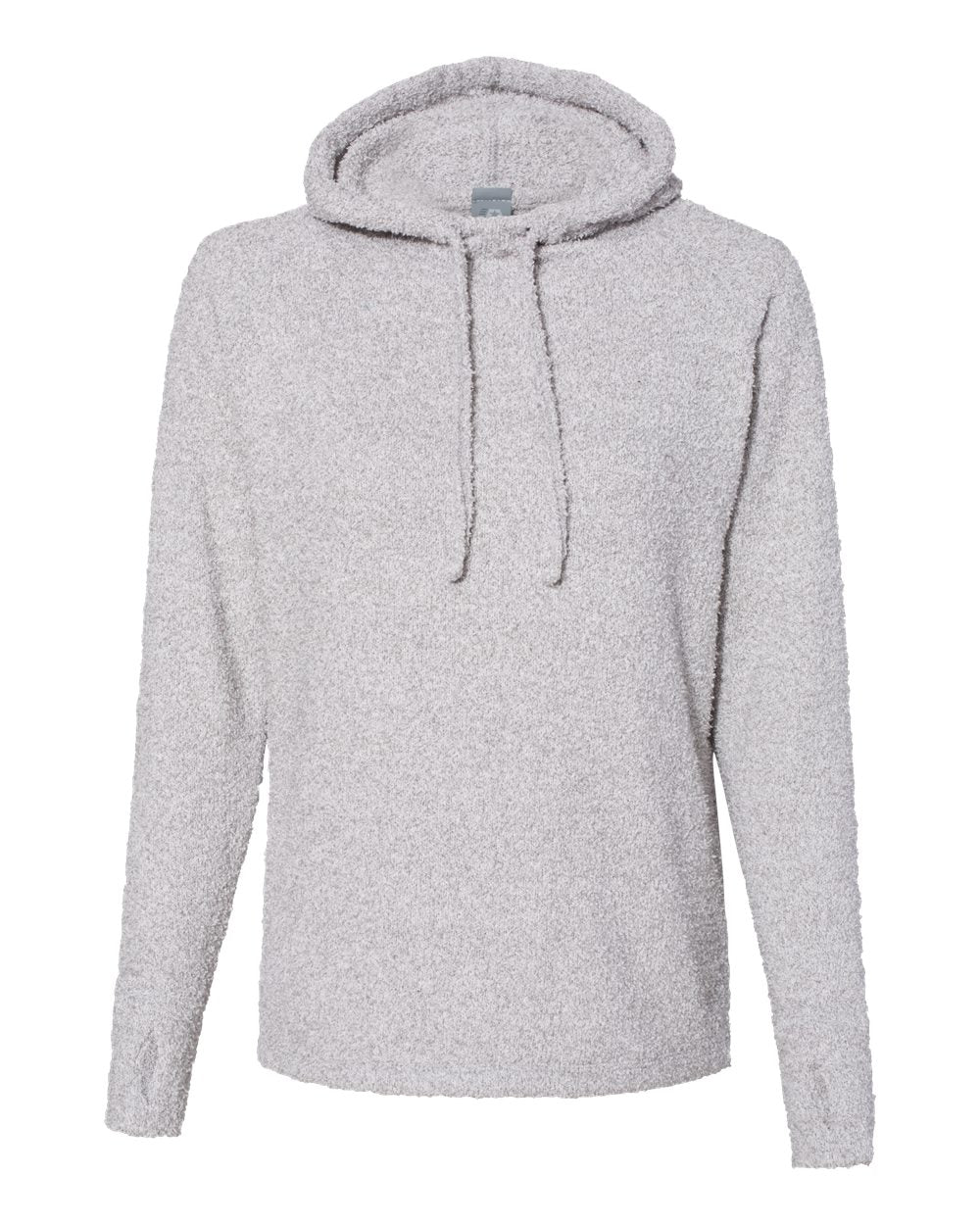 Front View of Smoke Heather Women’s Teddy Fleece Hooded Pullover - 8680