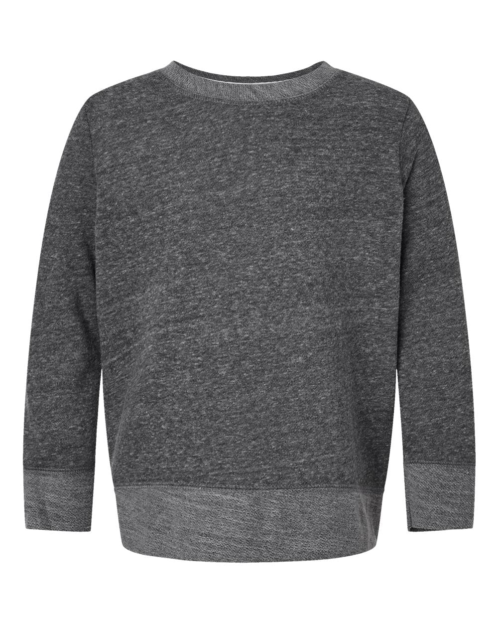 Front View of Smoke Melange Youth Harborside Mélange French Terry Long Sleeve with Elbow Patches - 2279