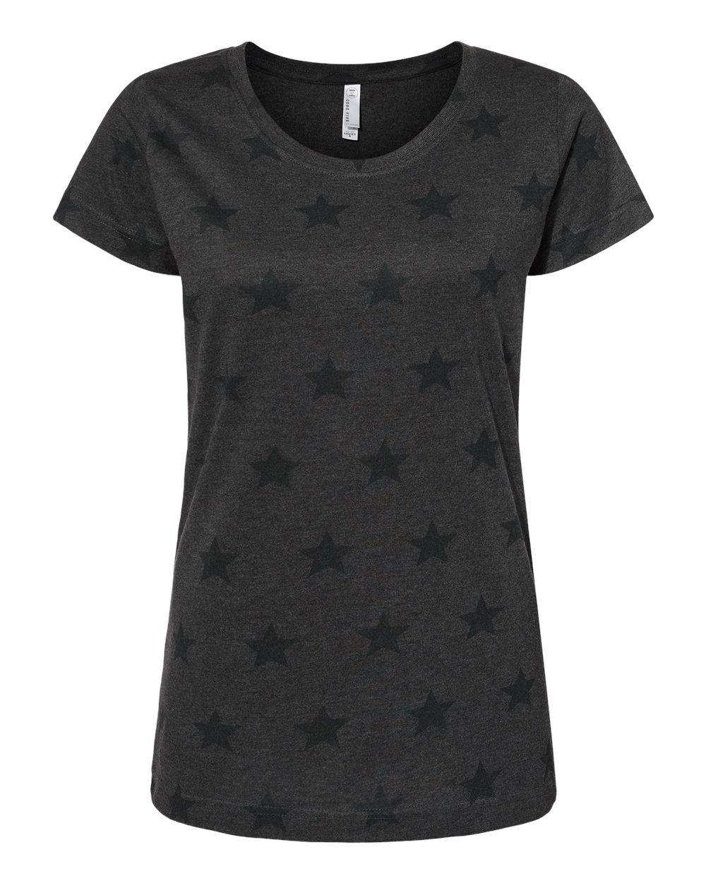 Front View of Smoke Star Women's Star Print Scoop Neck Tee - 3629