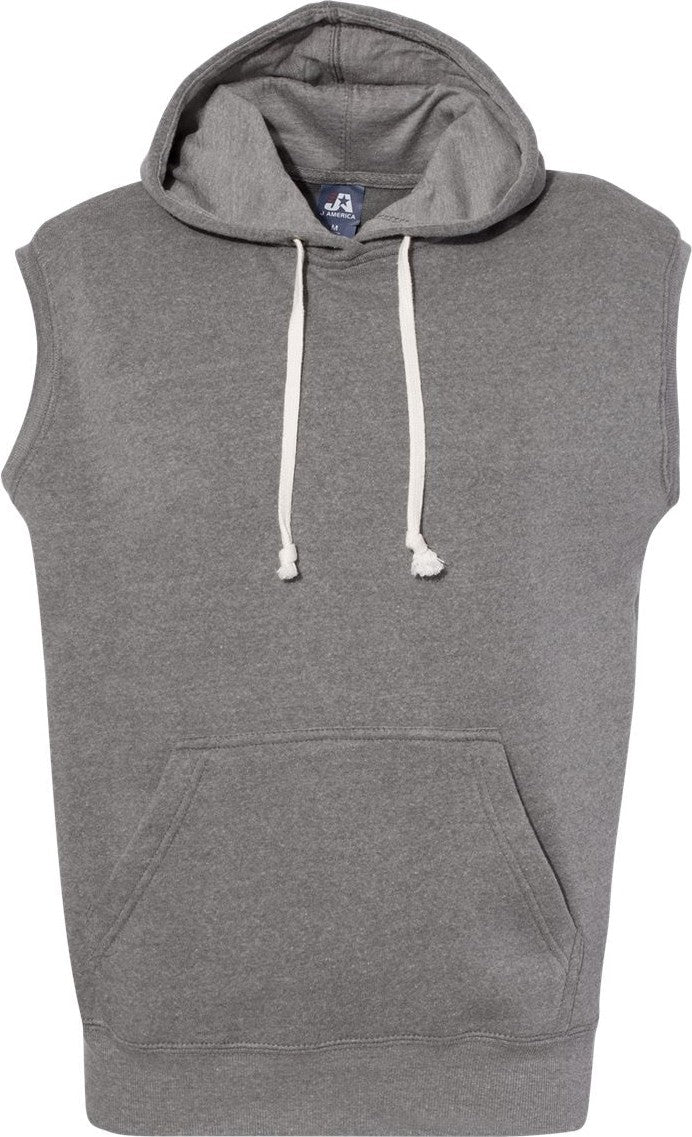 Front View of Smoke Triblend Triblend Sleeveless Hooded Sweatshirt - 8877