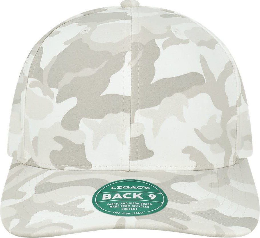 Front View of Snow Camo Back Nine Cap - B9A