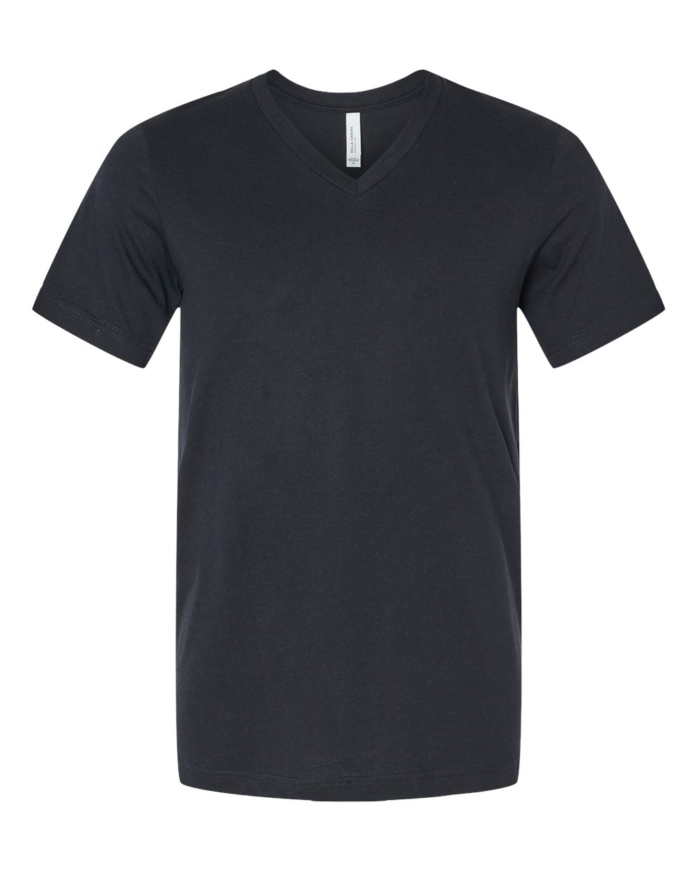 Front View of Solid Black Blend Heather CVC V-Neck Tee - 3005CVC