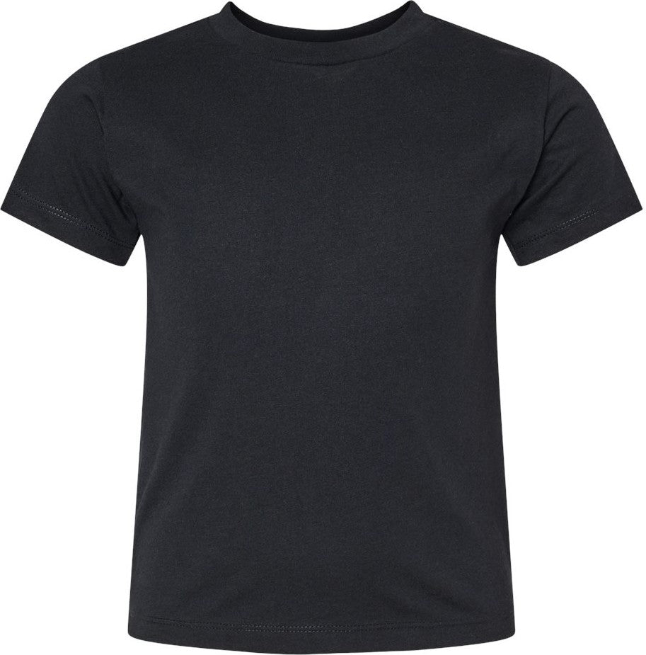 Front View of Solid Black Blend Toddler Jersey Tee - 3001T