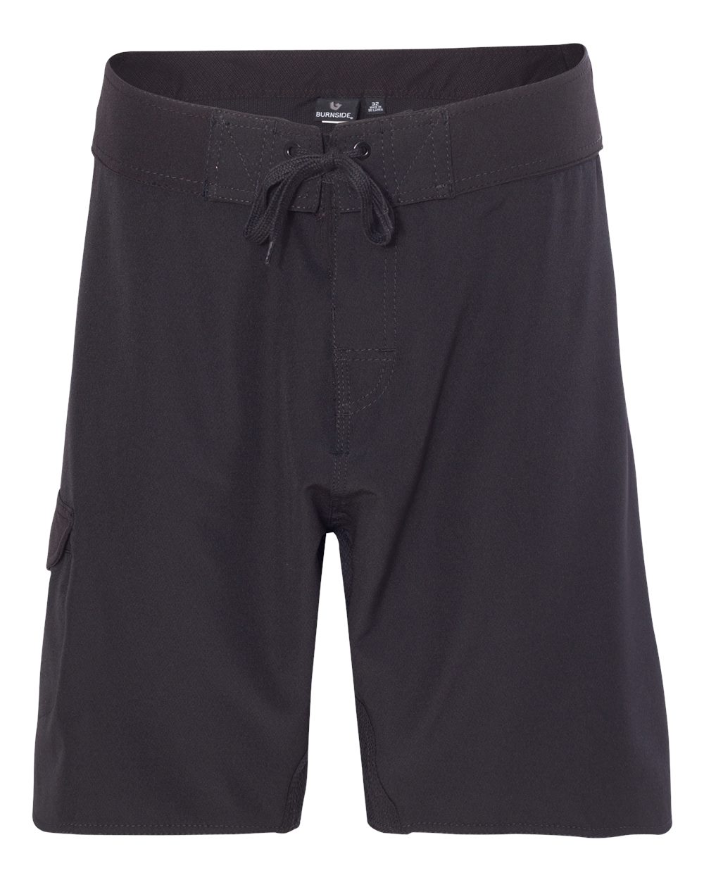 Front View of Solid Black Diamond Dobby Board Shorts - 9371