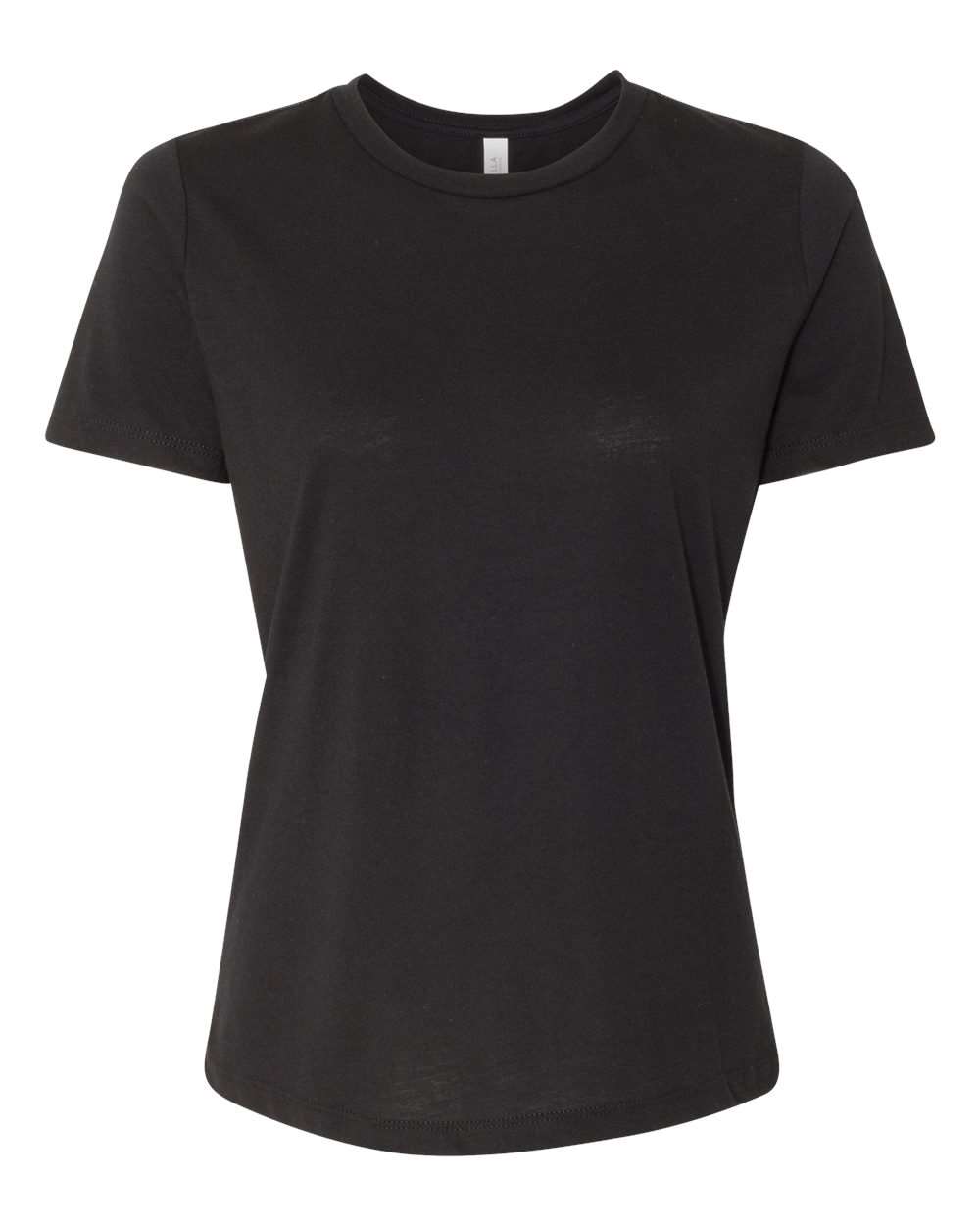 Front View of Solid Black Triblend Women’s Relaxed Fit Triblend Tee - 6413