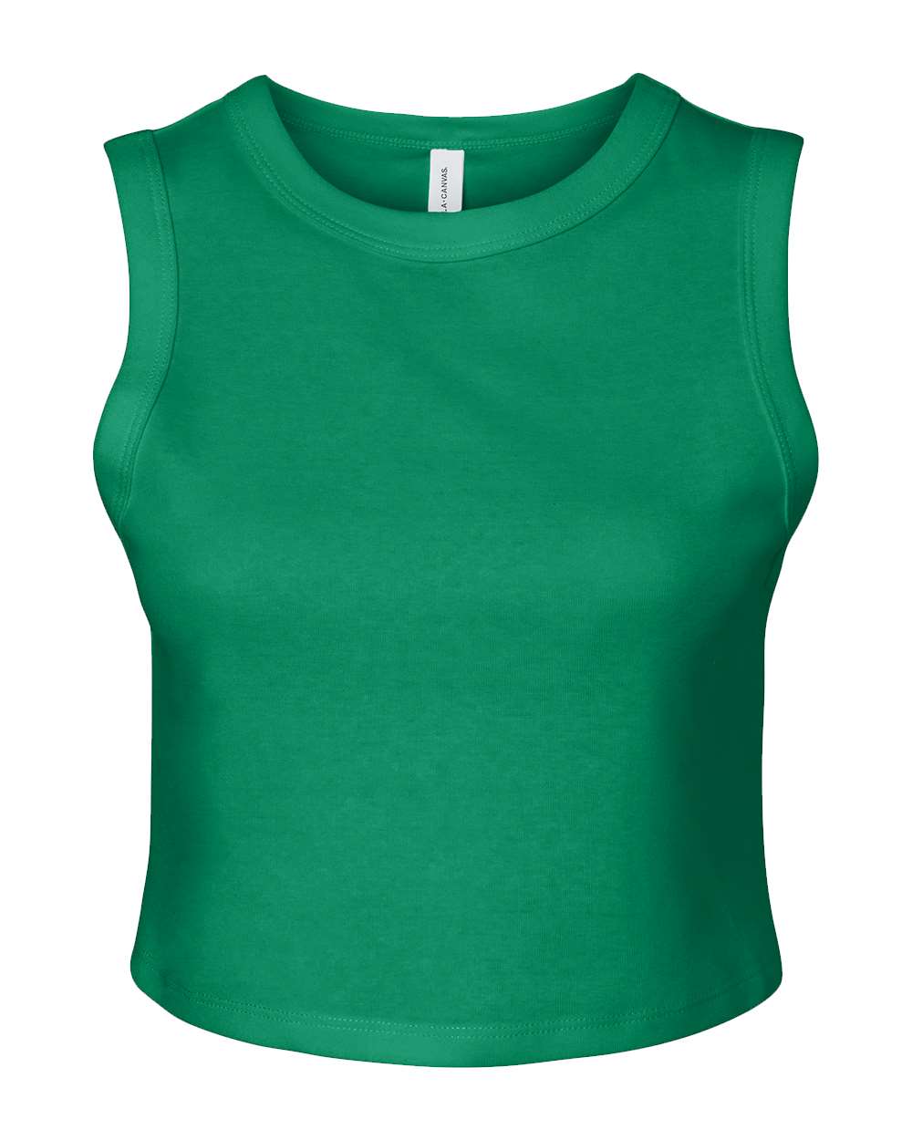 Front View of Solid Kelly Blend Women's Micro Rib Muscle Crop Tank - 1013