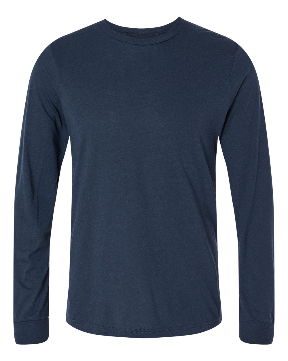 Front View of Solid Navy Triblend Triblend Long Sleeve Tee - 3513